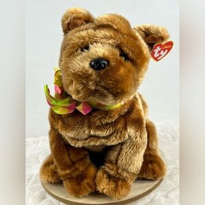 TY Classic Plush Shantou Brown Dog SharPei Plush Toy Stuffed Animal Retired VTG